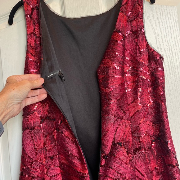 WHBM Red Sequined Embroidered Dress, Fully Lined - Picture 11 of 14